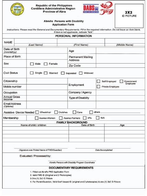 pwd application form caloocan city